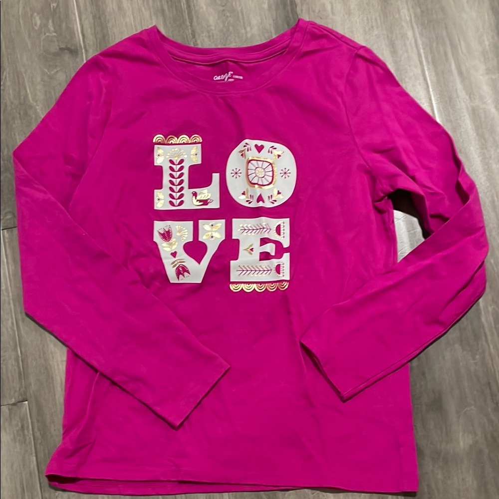 Cat & Jack Fuchsia Long Sleeve Tee with LOVE Graphic